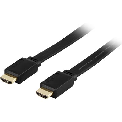 Deltaco HDMI 1.4 Cable, UltraHD, 3m, Flat, Black